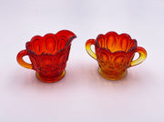 Vintage 'Moon & Stars' Sugar & Creamer Set in 'Amberina' image 0