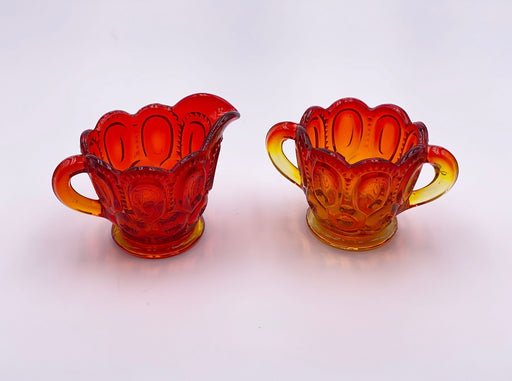 Vintage 'Moon & Stars' Sugar & Creamer Set in 'Amberina' image 0