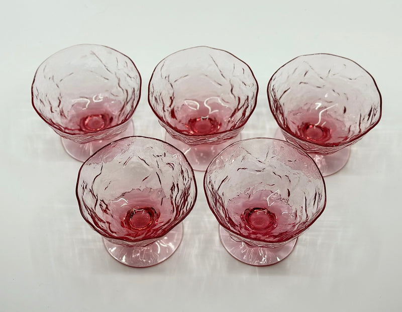 Vintage 'Seneca Driftwood' Crinkle Coupes in 'Pink' (Set of 5) image 1
