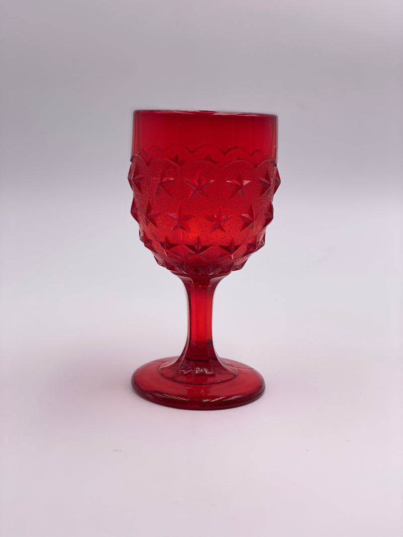 Vintage 'Stippled Star' Ruby Red Goblet image 0