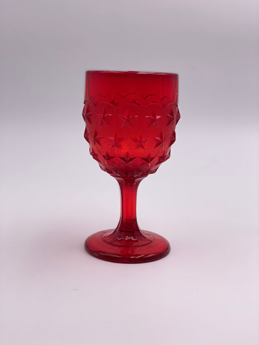 Vintage 'Stippled Star' Ruby Red Goblet image 0
