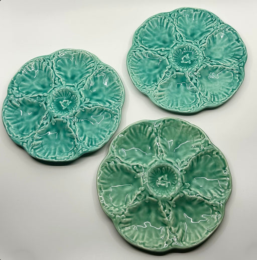 Vintage Majolica 'Turquoise' Oyster Plate image 1