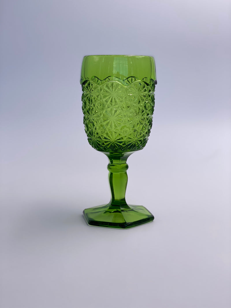 Vintage 'Fenton Glass' Green Goblet image 0