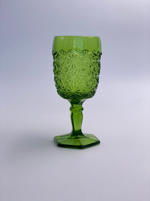Vintage 'Fenton Glass' Green Goblet image 0