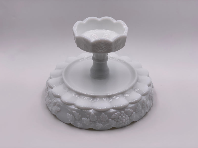 Vintage 'Paneled Grape' Pedestal Dish in 'Milk White' image 2