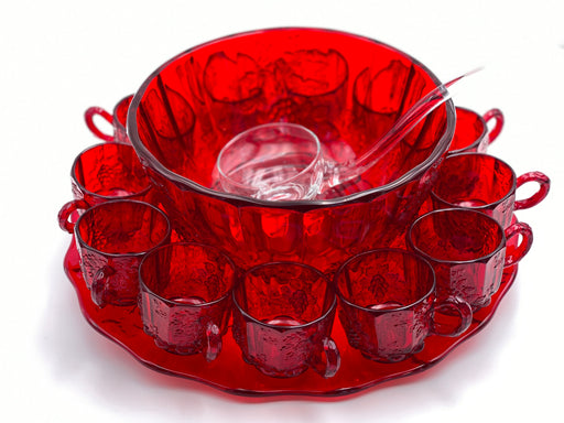 Vintage 'Panel Grape' Punch Bowl Set in 'Ruby Red' image 0