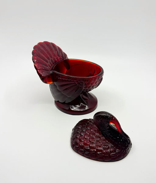 Vintage L.E. Smith 'Covered Turkey' in 'Amberina' image 1