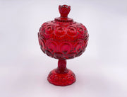 Vintage 'Moon & Stars' Covered Compote in 'Ruby Red' image 0