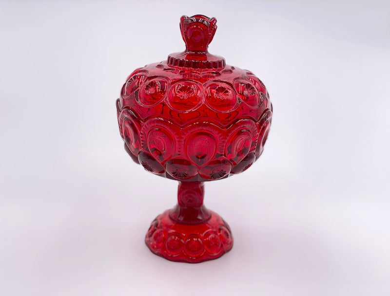 Vintage 'Moon & Stars' Covered Compote in 'Ruby Red' image 0