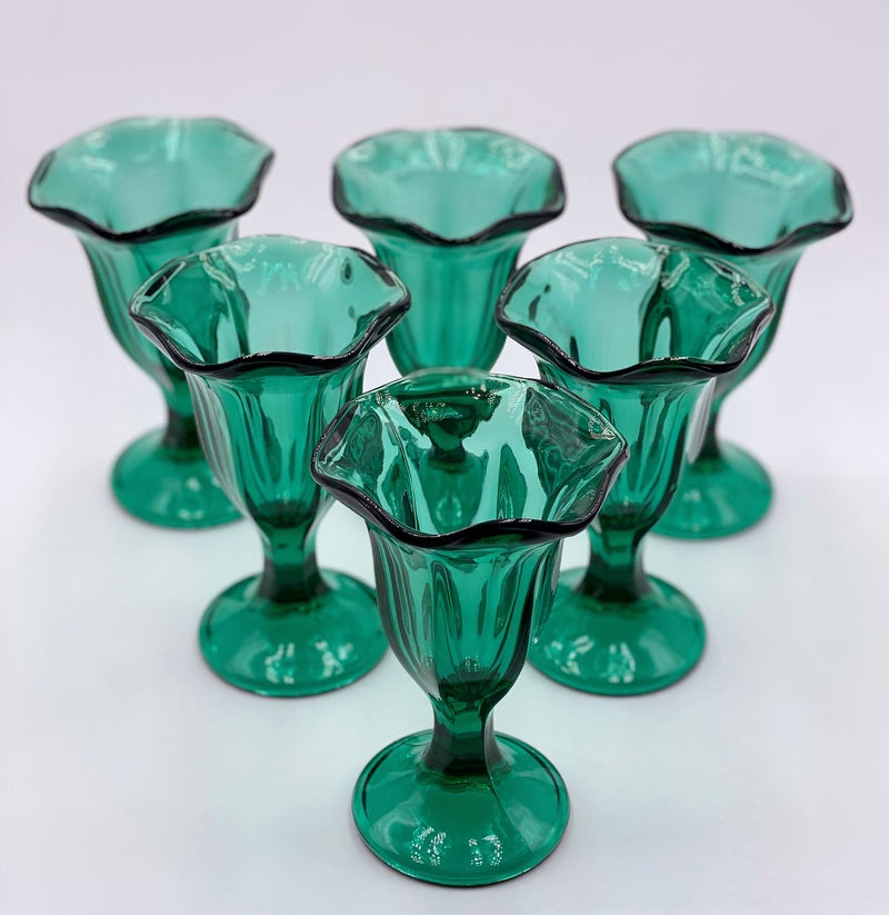 Vintage 'Parfait Glasses' in 'Green' (Set of Six) image 1