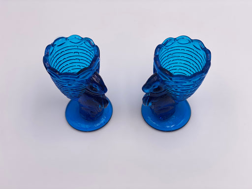 Vintage Set of (2) 'Blue' Bunny Rabbit Toothpick Holders (Egg Cups image 1