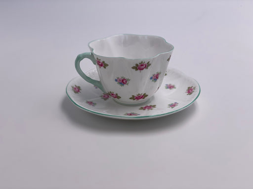 Vintage Shelley 'Rosebud' Teacup & Saucer - Mint Trim image 1