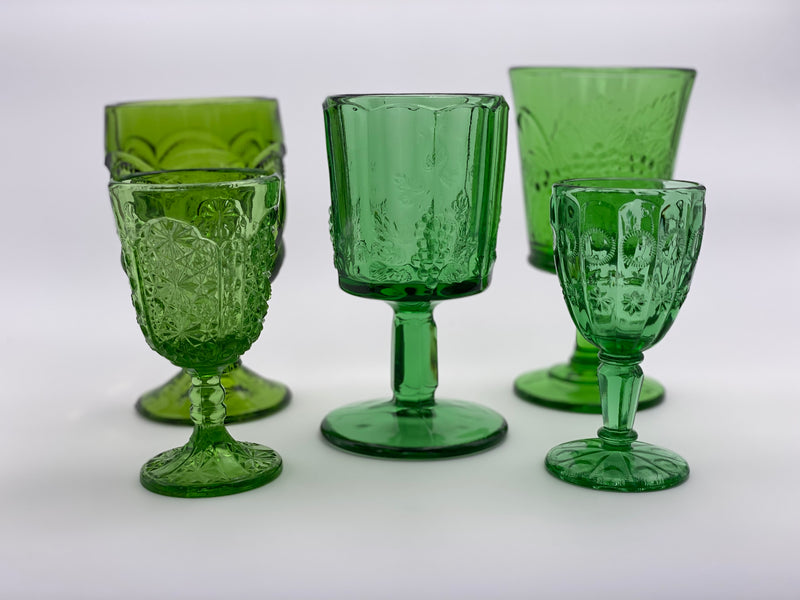 Vintage 'Panel Grape' Green Goblet image 3