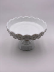 Vintage 'Paneled Grape' Pedestal Dish in 'Milk White' image 1