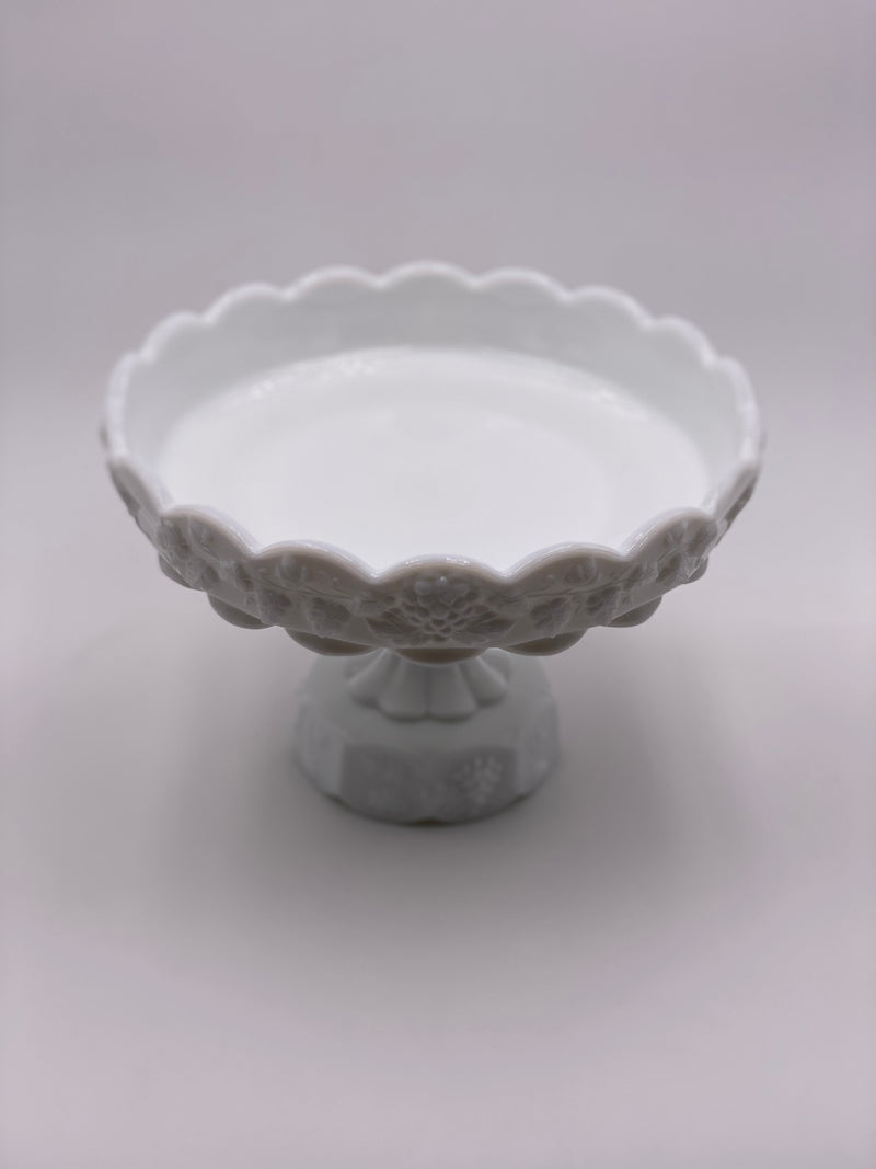 Vintage 'Paneled Grape' Pedestal Dish in 'Milk White' image 1