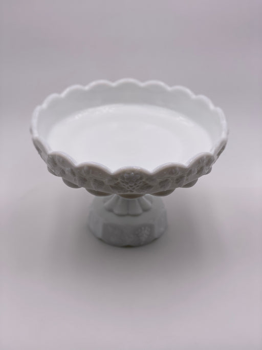 Vintage 'Paneled Grape' Pedestal Dish in 'Milk White' image 1