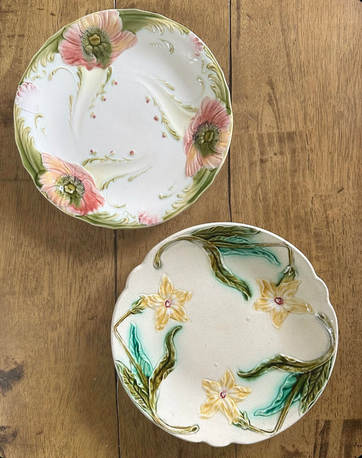 Vintage French Majolica 'Flower' Plate image 1