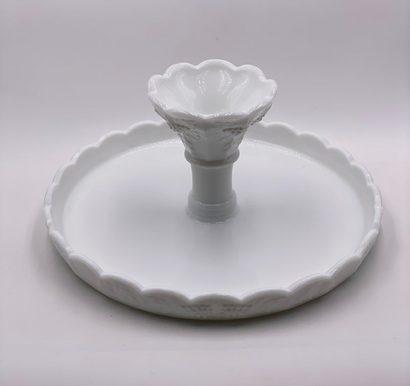 Vintage 'Paneled Grape' Round Cake Stand in 'Milk Glass' image 2