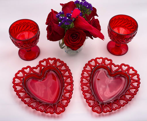 Vintage Westmoreland 'Heart' Plates in 'Ruby Red' image 1