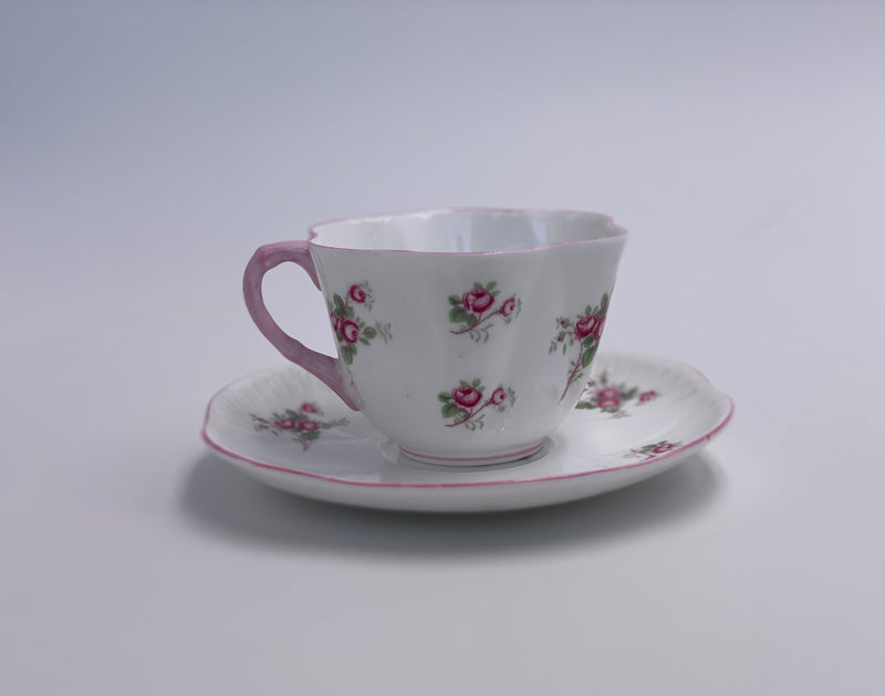 Vintage Shelley 'Rosebud' Teacup & Saucer - Pink Trim image 2