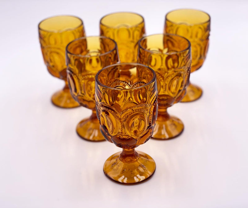 Vintage 'Moon & Stars' Amber Goblet image 0