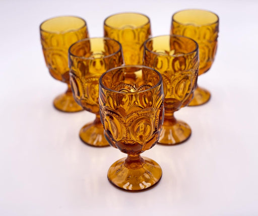 Vintage 'Moon & Stars' Amber Goblet image 0