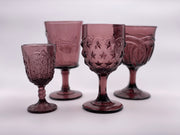 Vintage 'Daisy & Button Thumbprint Panel' Amethyst Wine Glass image 3