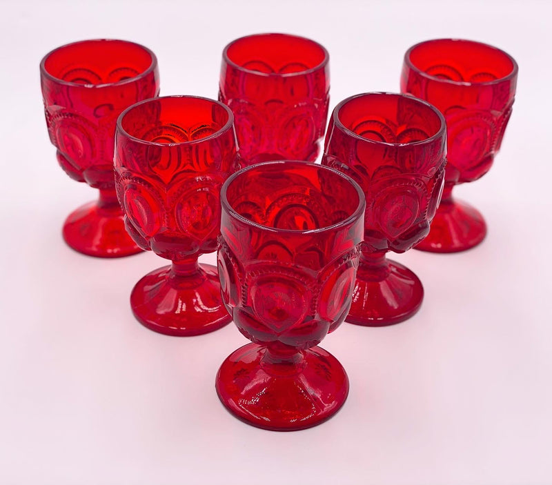 Vintage 'Moon & Stars' Ruby Red Goblet image 0