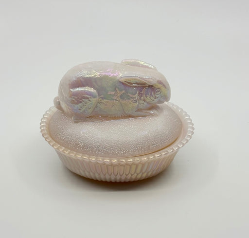 Vintage 'Bunny on Nest' in 'Iridescent Milk Glass' image 0