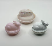 Vintage 'Bunny on Nest' in 'Iridescent Milk Glass' image 1