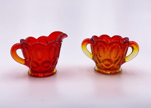 Vintage 'Moon & Stars' Sugar & Creamer Set in 'Amberina' image 1