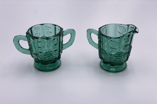 Vintage 'Panel Grape' Sugar & Creamer Set in 'Green' image 1
