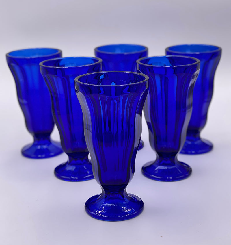 Vintage 'Sundae Cups' in Cobalt Blue (Set of 6) image 0