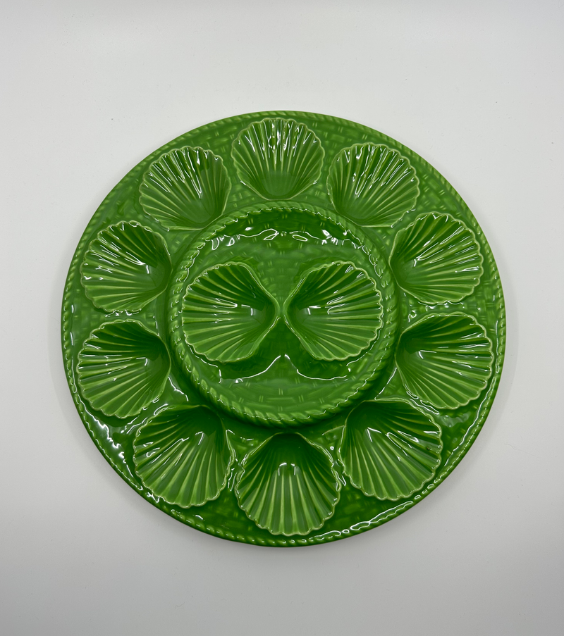 Vintage Majolica 'Green' Oyster Platter image 0