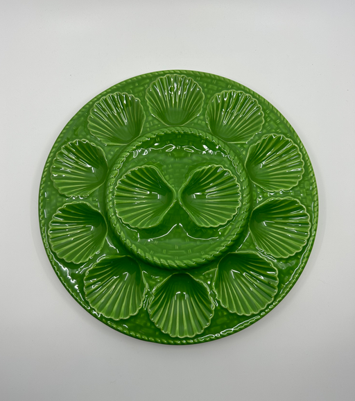 Vintage Majolica 'Green' Oyster Platter image 0