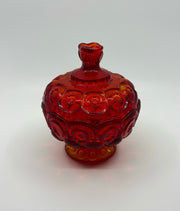 Vintage 'Moon & Stars' Covered Compote in 'Amberina' image 0