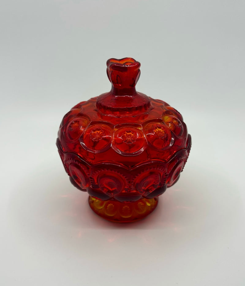 Vintage 'Moon & Stars' Covered Compote in 'Amberina' image 0