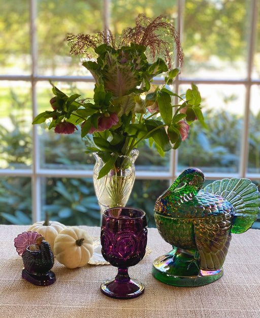 Mosser Glass 'Covered Turkey' in 'Hunter Green Carnival" image 1