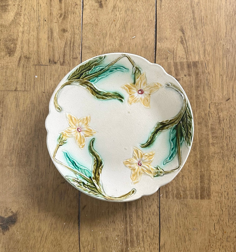 Vintage French Majolica 'Flower' Plate image 0