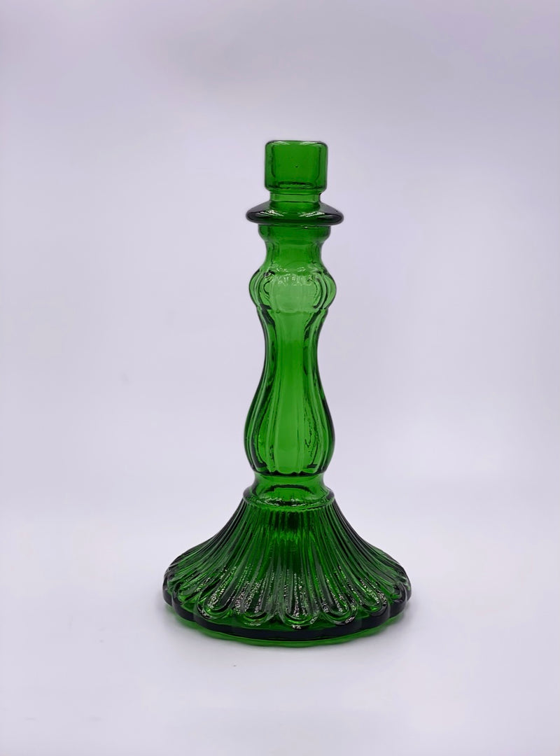Vintage Glass Candlestick in 'Green' image 0