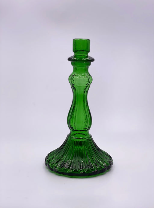 Vintage Glass Candlestick in 'Green' image 0
