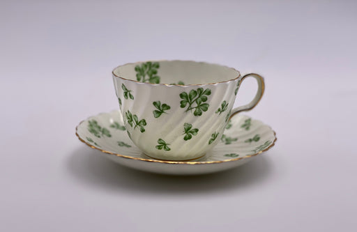 Vintage Aynsley 'Shamrock' Green Teacup & Saucer image 0