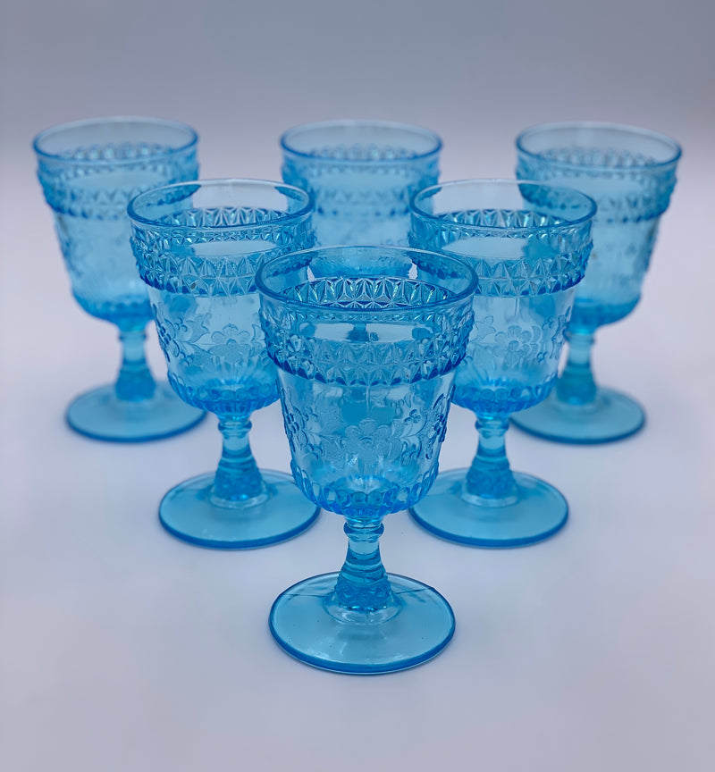 Vintage 'Wildflower' Light Blue Goblet image 0