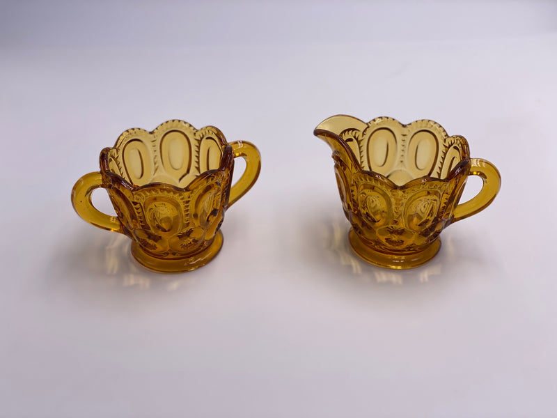 Vintage 'Moon & Stars' Sugar & Creamer Set in 'Amber' image 0