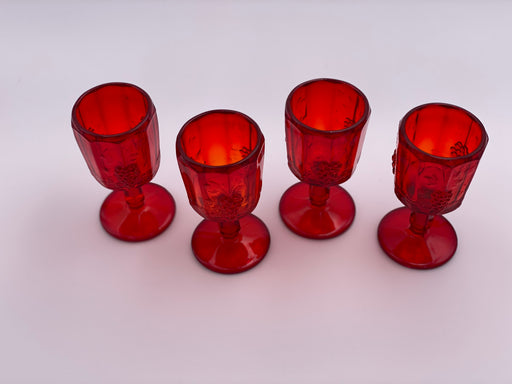 Vintage 'Panel Grape' Ruby Red Cordial Glass image 1