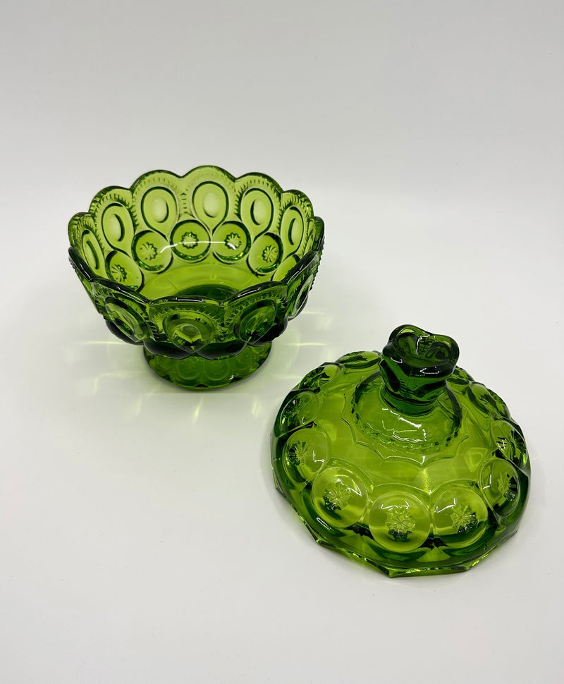 Vintage 'Moon & Stars' Covered Compote in 'Green' image 1