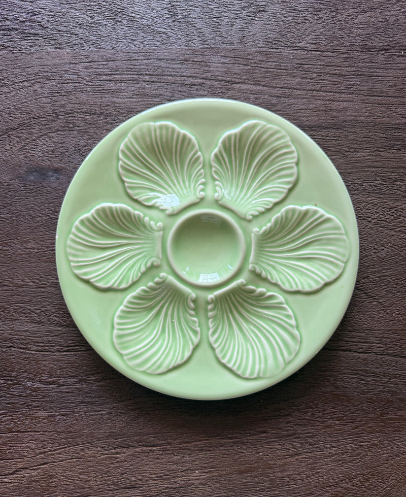 Vintage 'Green' Faience Oyster Plate