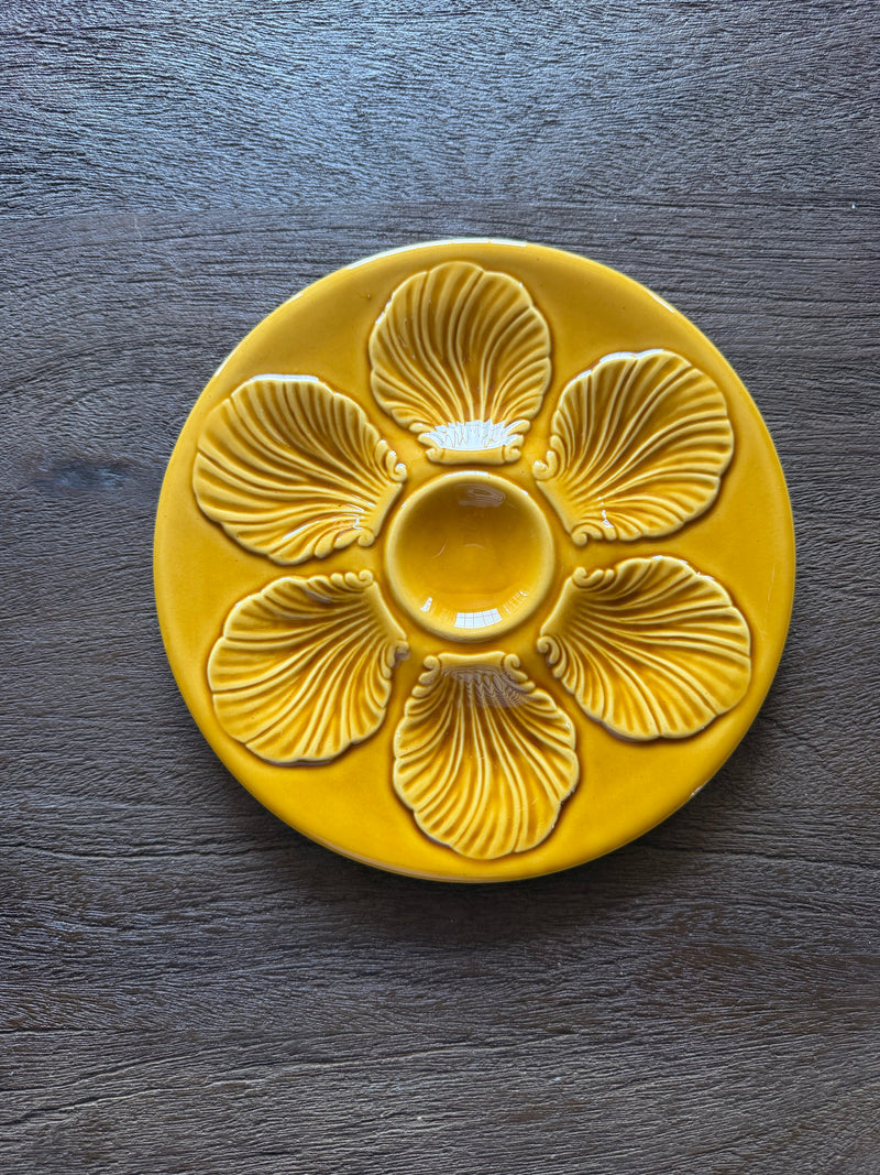 Vintage 'Mustard' Faience Oyster Plate