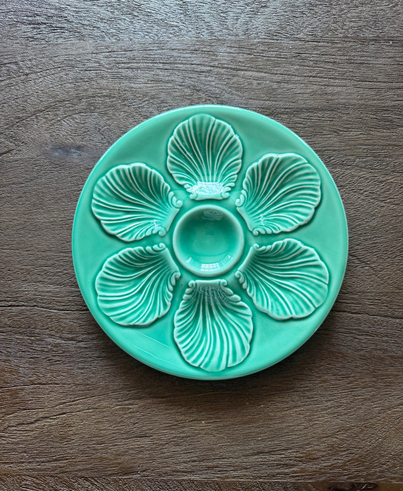 Vintage 'Turquoise' Faience Oyster Plate